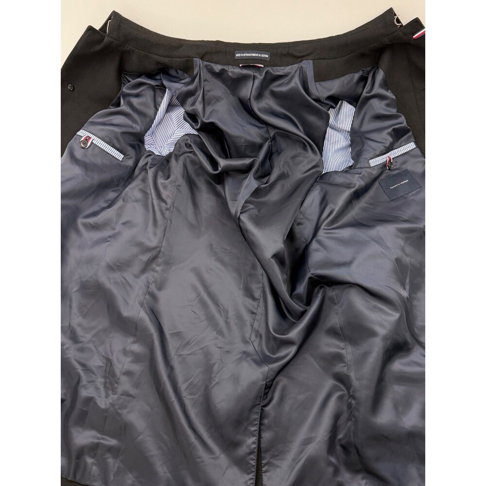 $395 NEW TOMMY HILFIGER Mens 44L Black Soft Modern Fit 38" Long OverCoat Jacket - Picture 2 of 7